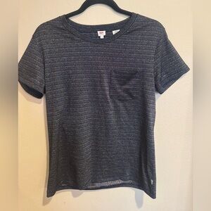 Y2k Nostalgic Levi's Metallic Rainbow Striped Top with pocket accent